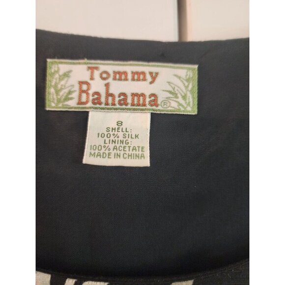 Tommy Bahama 100% Silk Maxi Dress Sz 8 Sleeveless Side Slits Black - Picture 3 of 10